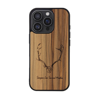 Man & Wood iPhone 16 Pro用MagSafe対応天然木ケース ウッドディアホーン I27054I16PR