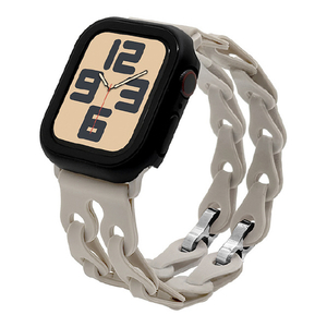 ラスタバナナ Apple Watch 4-10/SE1-2 38/40/41/42(10のみ)mm用シリコンバンド チェーン式 スターライト RBLAWC4007ST-イメージ1