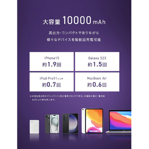 CIO モバイルバッテリー 10000mAh SMARTCOBY Pro SLIM ホワイト CIO-MB35W2C1A-10000-S-WH-イメージ7