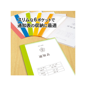 プラス 通知表ファイル タテ入 6ポケット グリーン 10枚 FCA6414-79873FL-190GD1P-イメージ3