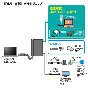 サンワサプライ USB Type-Cドッキングハブ ブラック USB-3TCH16BK-イメージ3