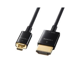 サンワサプライ イーサネット対応ハイスピードHDMIマイクロケーブル(5m) ブラック KM-HD23-A50K-イメージ1