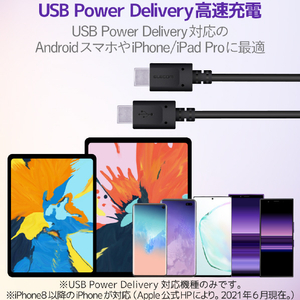 エレコム USB2．0ケーブル(C-C、PD対応) 2．0m ブラック MPA-CC20PNBK-イメージ3