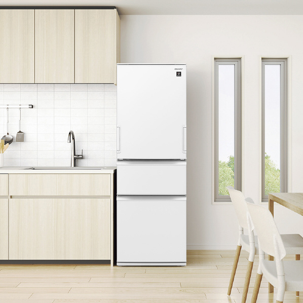 シャープ 374L 3ドア冷蔵庫 どっちもドア冷凍冷蔵庫 マットオフホワイト SJPW37KW 374L 冷凍室