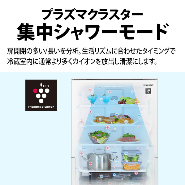 シャープ 374L 3ドア冷蔵庫 どっちもドア冷凍冷蔵庫 マットオフホワイト SJPW37KW 374L 冷凍室