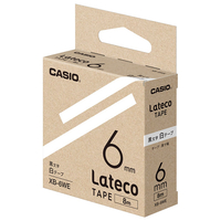 カシオ Lateco専用テープ(黒文字/6mm幅) 白テープ XB-6WE