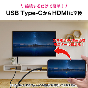 ホーリック USB Type-C→HDMI変換ケーブル(2．0m) UCHA20-059GB-イメージ2