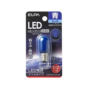 エルパ LED電球 E12口金 (0．5Wナツメタイプ相当) 1個入り elpaball mini ブルー LDT1B-G-E12-G102-イメージ1
