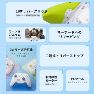 BIGBIGWON ワイヤレス&有線ゲーミングコントローラー グリーン RAINBOW 2 SE GREEN-イメージ6