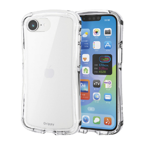 エレコム iPhone 17e/16e用 Grippy ハイブリッドケース オールクリア メタルステッカー付 クリア PM-A26SGRPACR-イメージ2