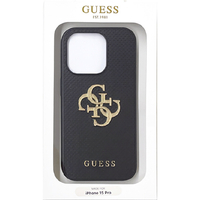 GUESS iPhone 15 Pro用PUレザー 背面ケース BLACK GUHCP15LPSP4LGK