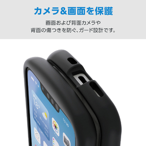 エレコム iPhone 17e/16e用 Grippy ハイブリッドケース フレームカラー メタルステッカー付 ブラック PM-A26SGRPFCBK-イメージ5