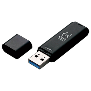 エレコム キャップ式USB3．1 Gen1メモリ(64GB) オリジナル ブラック MF-TKU3064GBK-イメージ1