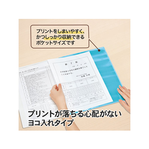 プラス 通知表ファイル ヨコ入 12ポケット ライトブルー 10枚 FCA6419-79-922 FL-200GD-イメージ4