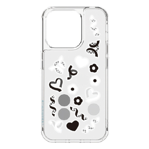 グルマンディーズ iPhone 15 Pro用耐衝撃ケース(アクリルパーツ) SHOWCASE+ ブラック&ホワイト SWC-18BW-イメージ1