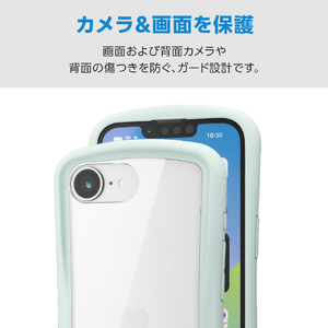 エレコム iPhone 17e/16e用 Grippy ハイブリッドケース フレームカラー メタルステッカー付 ブルー PM-A26SGRPFCBU-イメージ5
