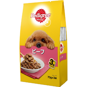 マースジャパンリミテッド ペディグリー 成犬用 ビーフ(70g×3袋) ﾍﾟﾃﾞｲｸﾞﾘ-ｾｲｹﾝﾖｳﾋﾞ-ﾌ70G3P-イメージ1