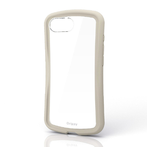 エレコム iPhone 17e/16e用 Grippy ハイブリッドケース フレームカラー メタルステッカー付 グレージュ PM-A26SGRPFCGB-イメージ1