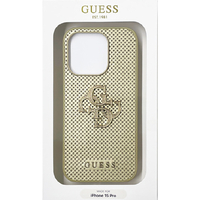 GUESS iPhone 15 Pro用PUレザー 背面ケース GOLD GUHCP15LPSP4LGD