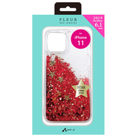 エアージェイ iPhone 11用グリッター背面ケース レッド×ゴールドスター AC-P19M-FLG RD