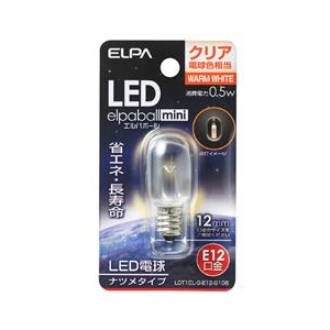 エルパ LED電球 E12口金 全光束15lm(0．5Wナツメタイプ相当) クリア電球色 1個入り elpaball mini LDT1CL-G-E12-G106-イメージ1