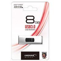 ハイディスク USB 3.0 フラッシュドライブ 8GB スライド式 シルバー HDUF124S8G3