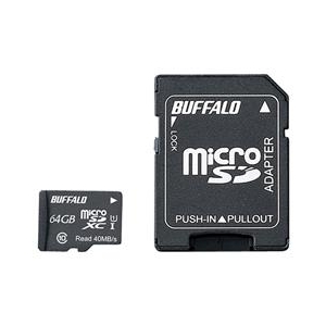 BUFFALO 高速microSDXC UHI-I メモリーカード(Class 10・64GB) 防水仕様 RMSD-064GU1SA-イメージ1