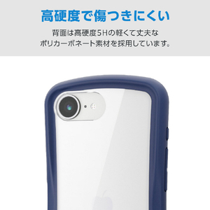 エレコム iPhone 17e/16e用 Grippy ハイブリッドケース フレームカラー メタルステッカー付 ネイビー PM-A26SGRPFCNV-イメージ6