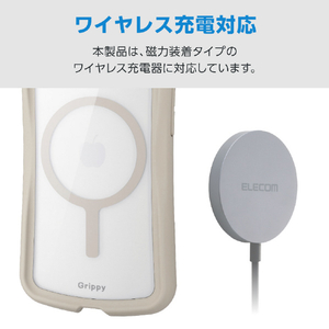 エレコム iPhone 17e/16e用 Grippy ハイブリッドケース フレームカラー MAGKEEP ベージュ PM-A26SGRPFMBE-イメージ7