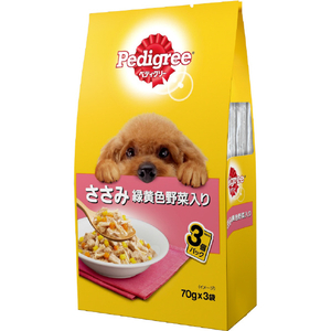 マースジャパンリミテッド ペディグリー 成犬用 ささみ 緑黄色野菜入り(70g×3袋) ﾍﾟﾃﾞｲｸﾞﾘ-ｾｲｹﾝｻｻﾐﾔｻｲ70GX3-イメージ1