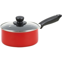 パール金属 ジャストサイズ IHふっ素ガラス蓋片手鍋 16cm レッド FC737NM-HB-4399
