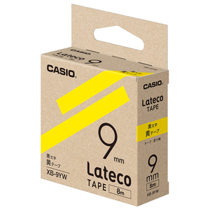カシオ Lateco専用テープ(黒文字/9mm幅) 黄テープ XB-9YW-イメージ1