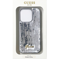 GUESS iPhone 15 Pro用スパンコール 背面ケース SILVER GUHCP15LPSFDGSS