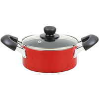 パール金属 ジャストサイズ IHふっ素ガラス蓋両手鍋 16cm レッド FC738NM-HB-4400