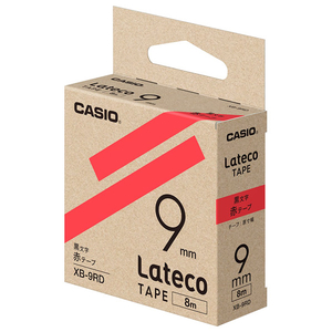 カシオ Lateco専用テープ(黒文字/9mm幅) 赤テープ XB-9RD カシオ Lateco専用テープ(黒文字/9mm幅) 赤テープ XB-9RD