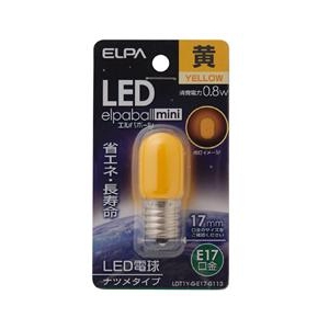 エルパ LED電球 E17口金 (0．8Wナツメタイプ相当) 1個入り elpaball mini イエロー LDT1Y-G-E17-G113-イメージ1
