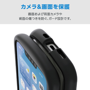 エレコム iPhone 17e/16e用 Grippy ハイブリッドケース フレームカラー MAGKEEP ブラック PM-A26SGRPFMBK-イメージ5