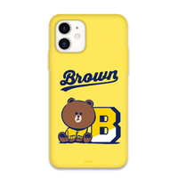 LINE FRIENDS iPhone 12/12 Pro用VARSITY カラーソフトケース[公式ライセンス品] BROWN KCE-CSB069