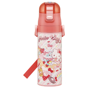 スケーター 超軽量・コンパクトロック付ワンプッシュダイレクトステンレスボトル ハローキティ Fancy Snacks Sweets SDC4ｷﾃｲFANCYSNACKSSWEETS-イメージ1