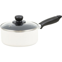 パール金属 ジャストサイズ IHふっ素ガラス蓋片手鍋 16cm ホワイト FC739NM-HB-4402