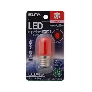 エルパ LED電球 E17口金 (0．8Wナツメタイプ相当) 1個入り elpaball mini レッド LDT1R-G-E17-G114-イメージ1