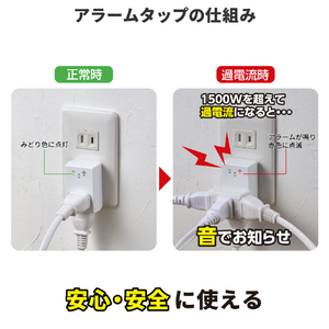 エルパ アラームタップ2個口 ホワイト A-A2L(W)-イメージ8