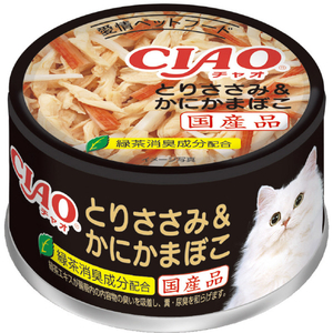 いなばペットフード CIAO ホワイティ とりささみ&かにかまぼこ とりささみシリーズ ﾁﾔｵ.ﾄﾘｻｻﾐ&ｶﾆｶﾏﾎﾞｺ85G C-13-イメージ1