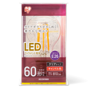 アイリスオーヤマ LEDフィラメント電球 E26口金 全光束810lm(7.0W一般電球タイプ) キャンドル色相当 LDA7C-G-FC アイリスオーヤマ LEDフィラメント電球 E26口金 全光束810lm(7.0W一般電球タイプ) キャンドル色相当 LDA7C-G-FC