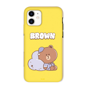 LINE FRIENDS iPhone 12/iPhone 12 Pro用Dreamy Night カラーソフトケース [公式ライセンス品] BROWN KCE-CSB071-イメージ1