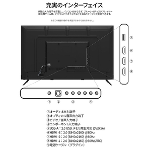 JAPANNEXT 50インチ IPSパネル搭載  液晶ディスプレイ ブラック JN-IPS50U-M-イメージ10