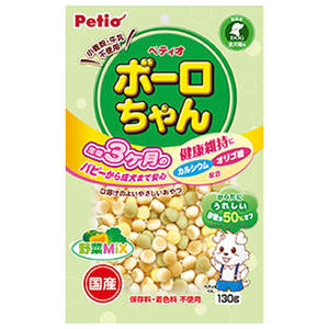 ペティオ 体にうれしい ボーロちゃん 野菜Mix 130g ｶﾗﾀﾞﾆｳﾚｼｲﾎﾞ-ﾛﾁﾔﾝﾔｻｲMIX130-イメージ1