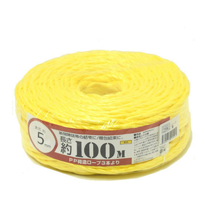 紺屋商事 PPロープ 荷造り用 3本より 5mm×100m 黄 FCK1105-00720016-イメージ1