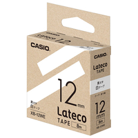 カシオ Lateco専用テープ(黒文字/12mm幅) 白テープ XB-12WE