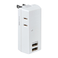 エルパ USB雷タップ 収納プラグ AC2個口 UA-223SB